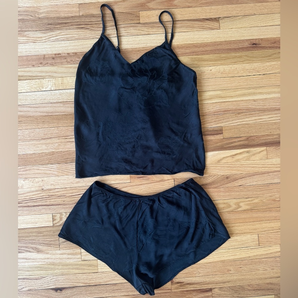 Victoria's Secret Black Satin Pajama Set